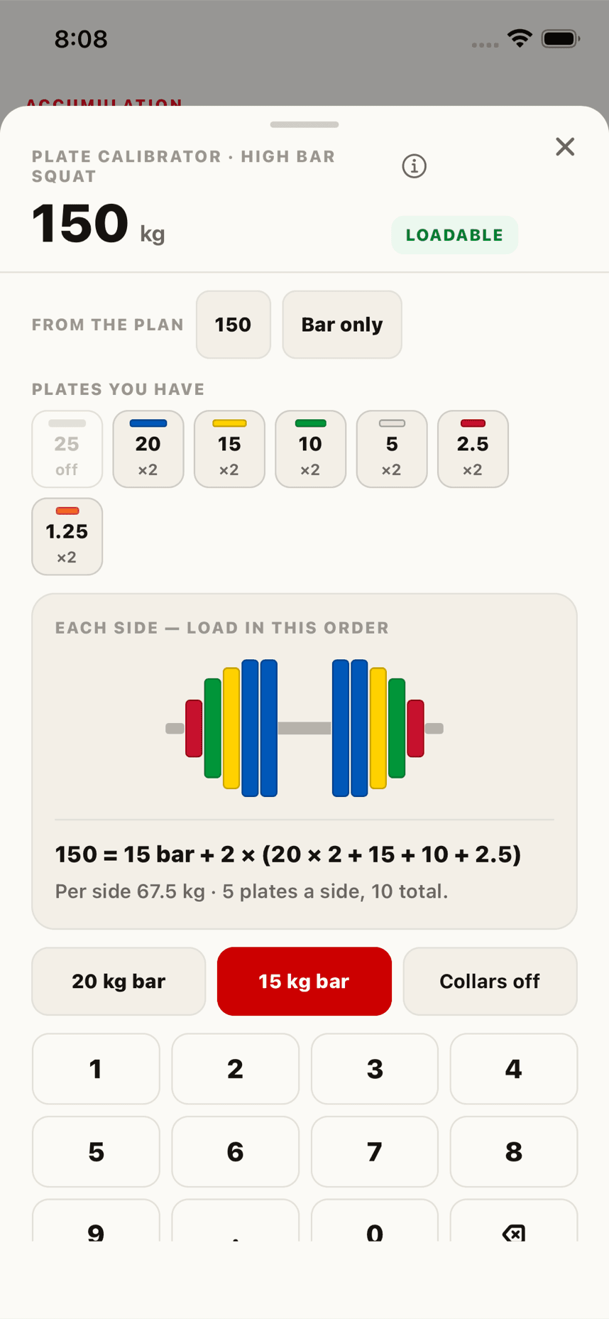 Plate calibrator showing plates per side